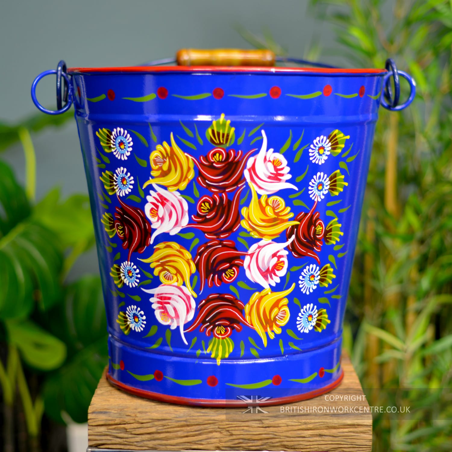 35cm Tall Blue Narrowboat Log Bucket