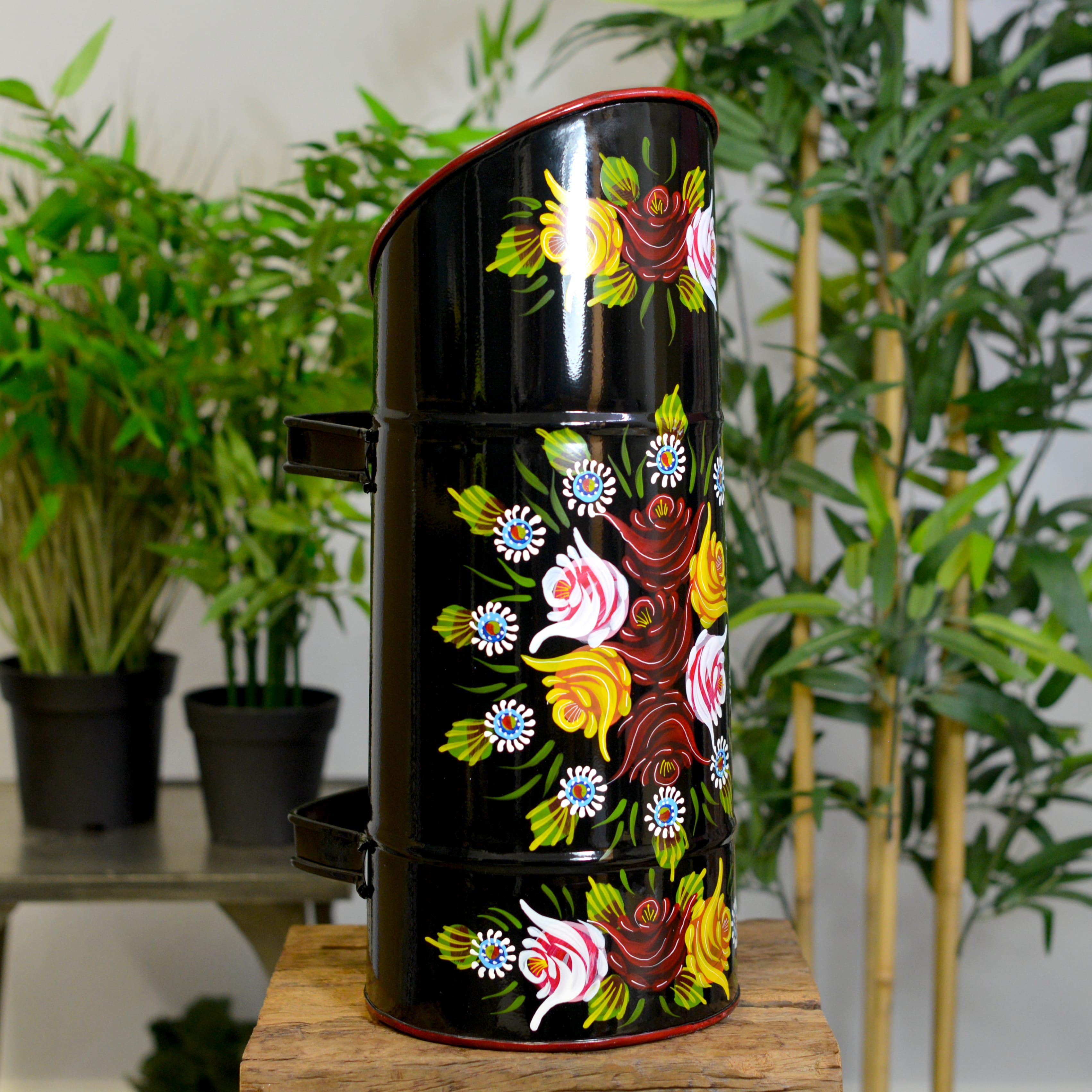 Black Hand Painted Narrowboat Coal Scuttle