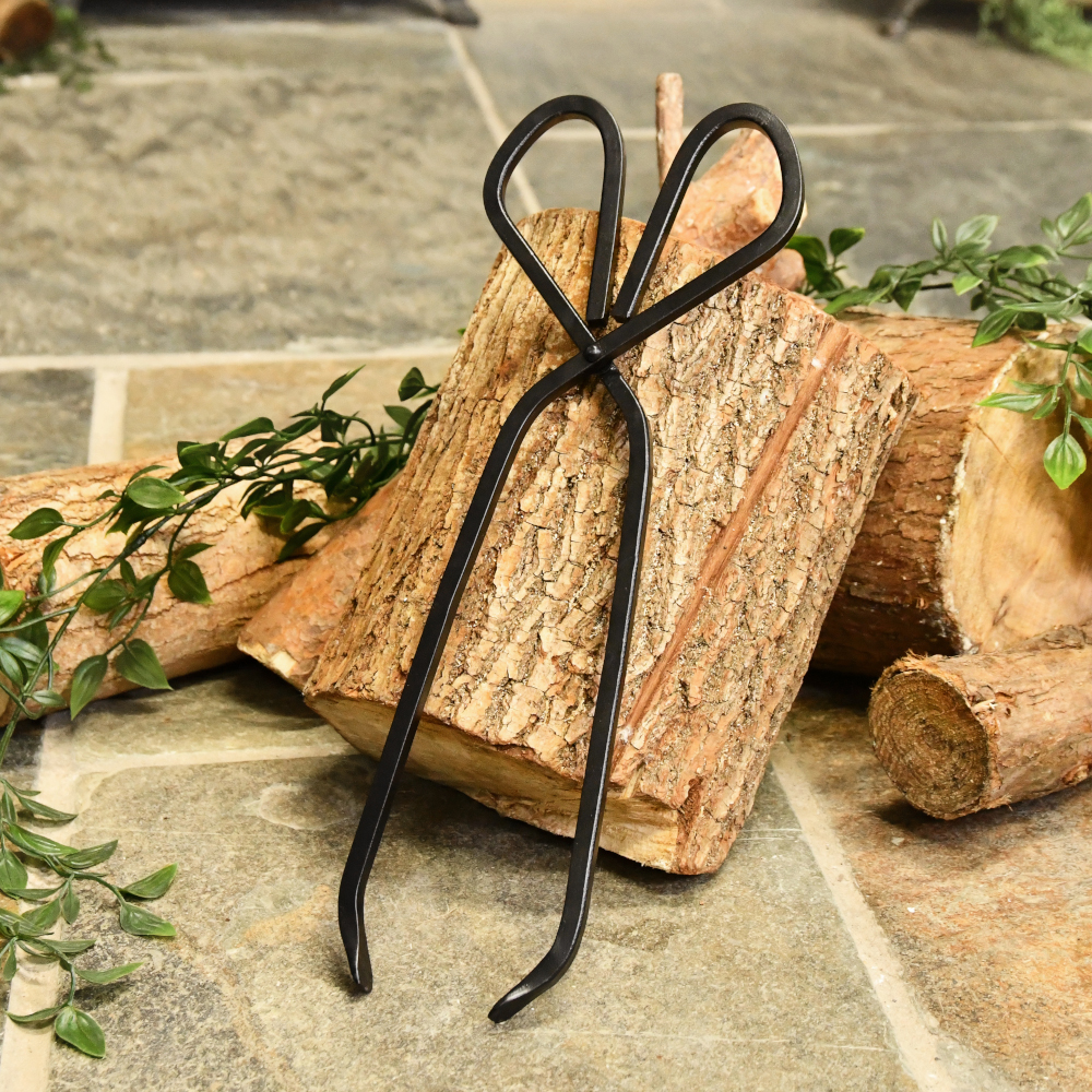 Black Iron Fireplace Log Tongs