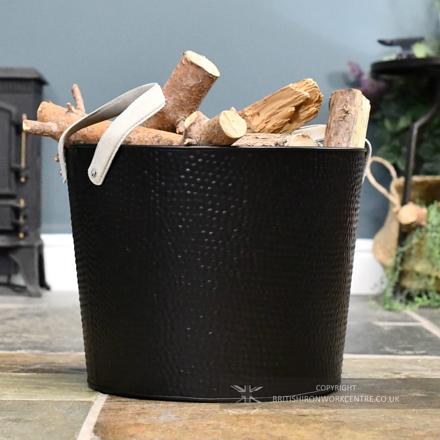 Black Modern Large Dotted Log Basket