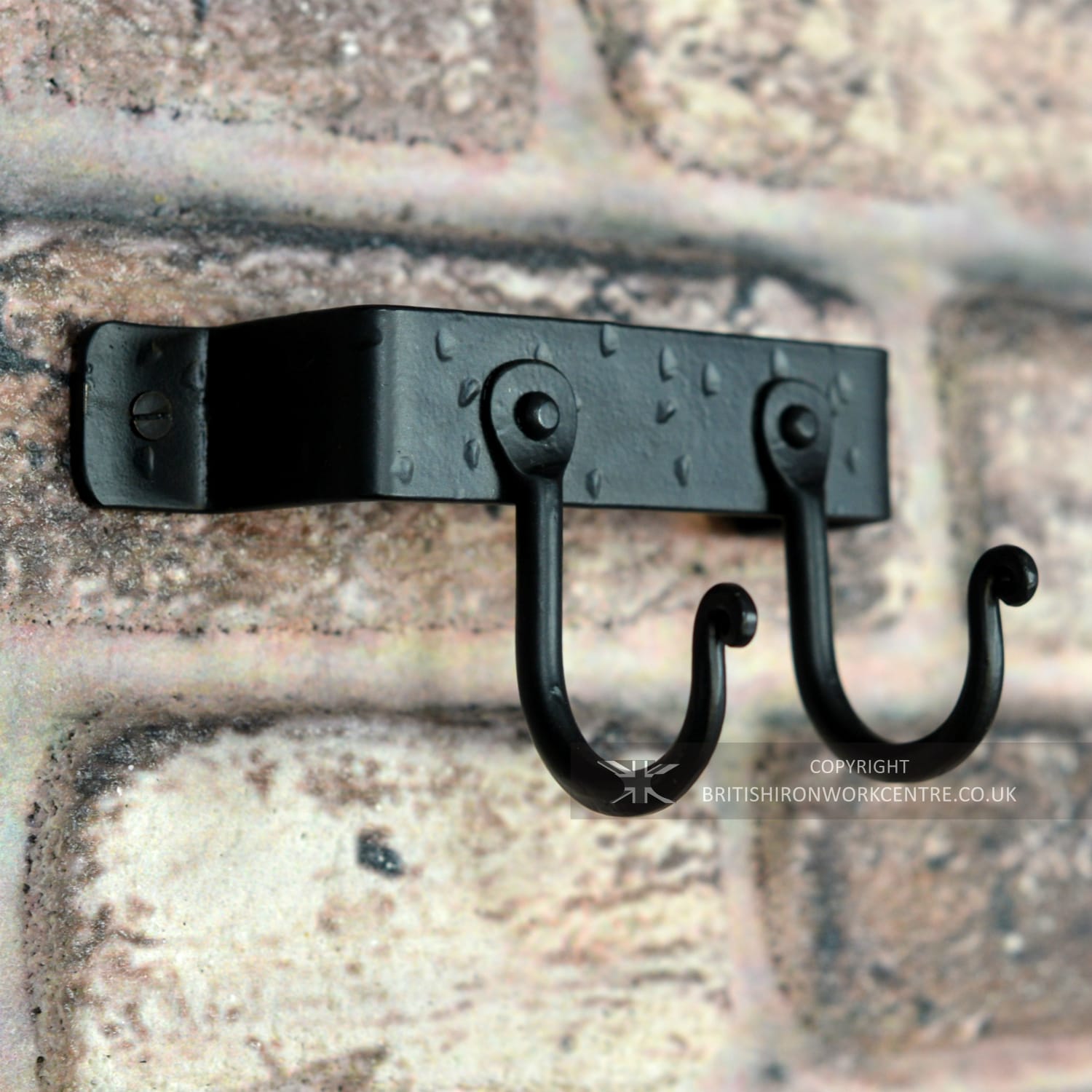 2 Hook Black Wall Mounted Fireside Tool Rack