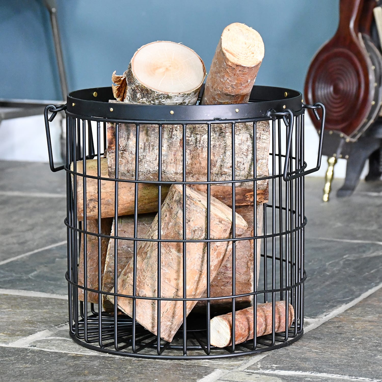 Fireside Wirework Black Log Basket - 30cm