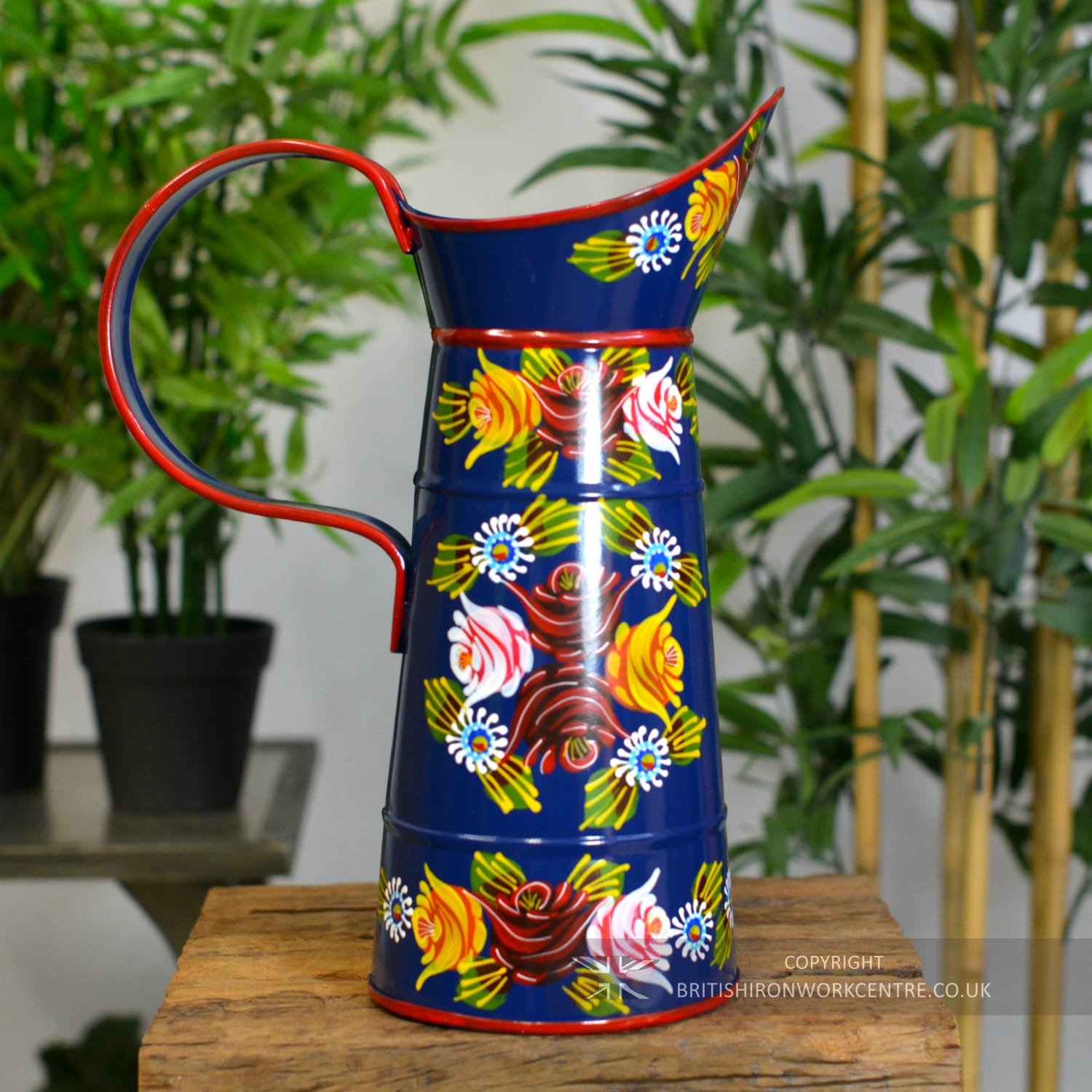 Medium Blue Narrowboat Hand Painted Jug