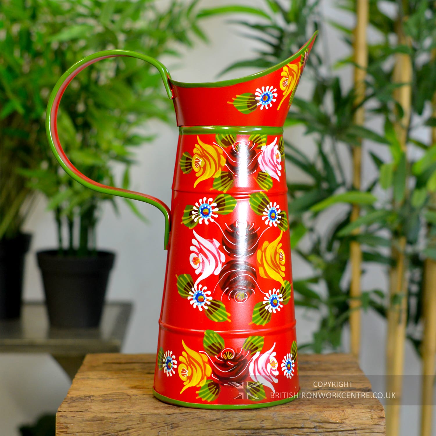 Medium Red Narrowboat Hand Painted Jug