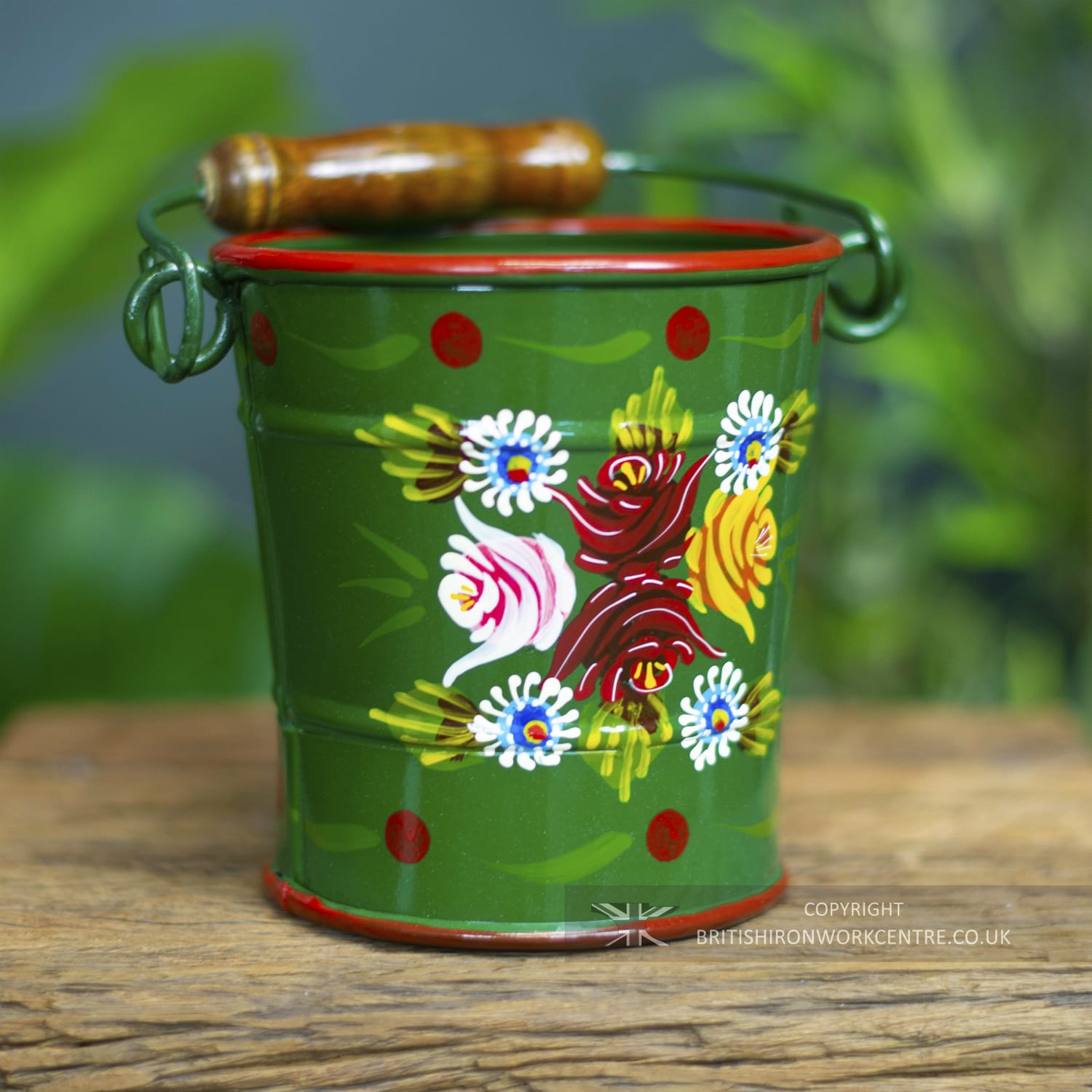 14cm Tall Hand Painted Green Narrowboat Bucket