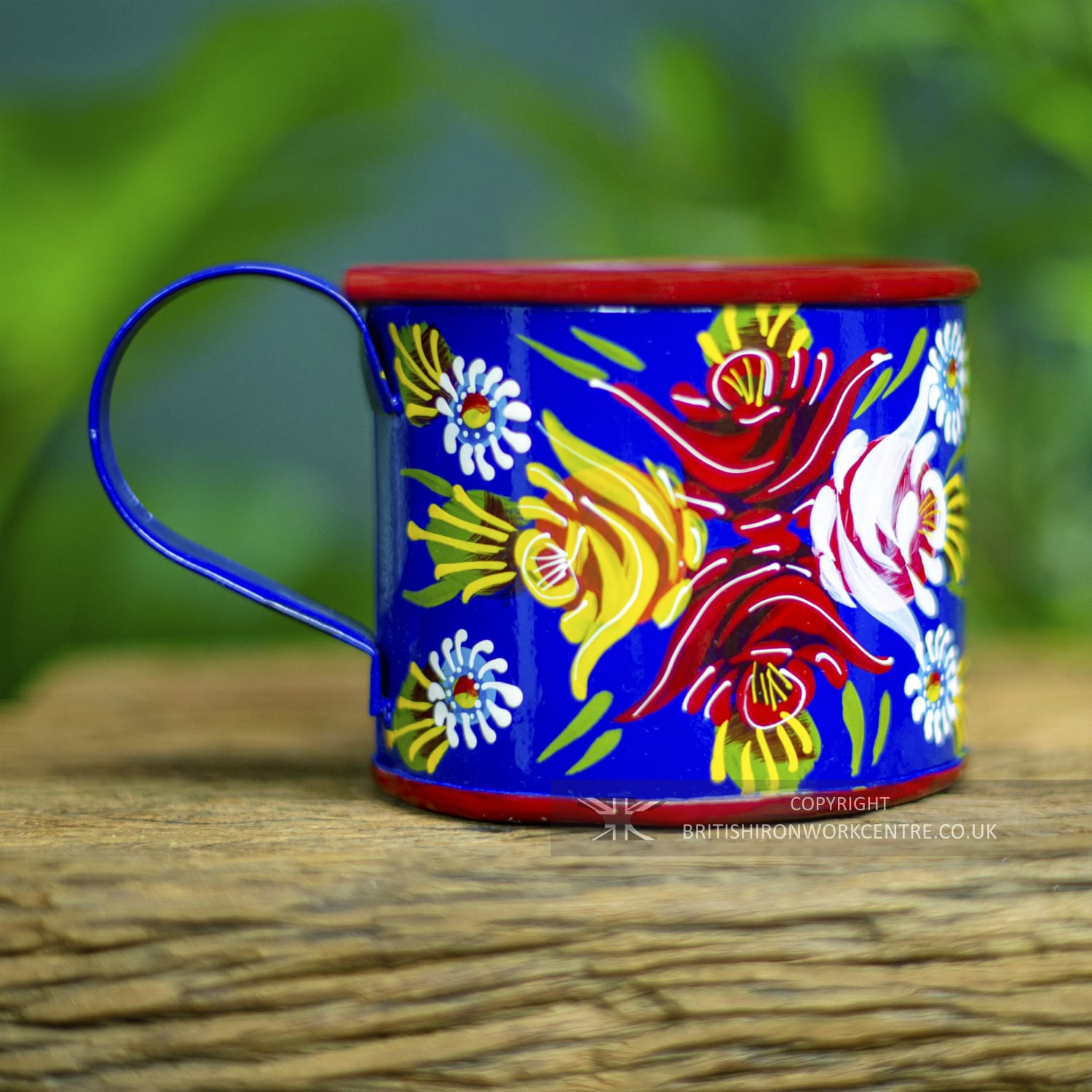 Blue Floral Narrowboat Style Hand Painted Mug