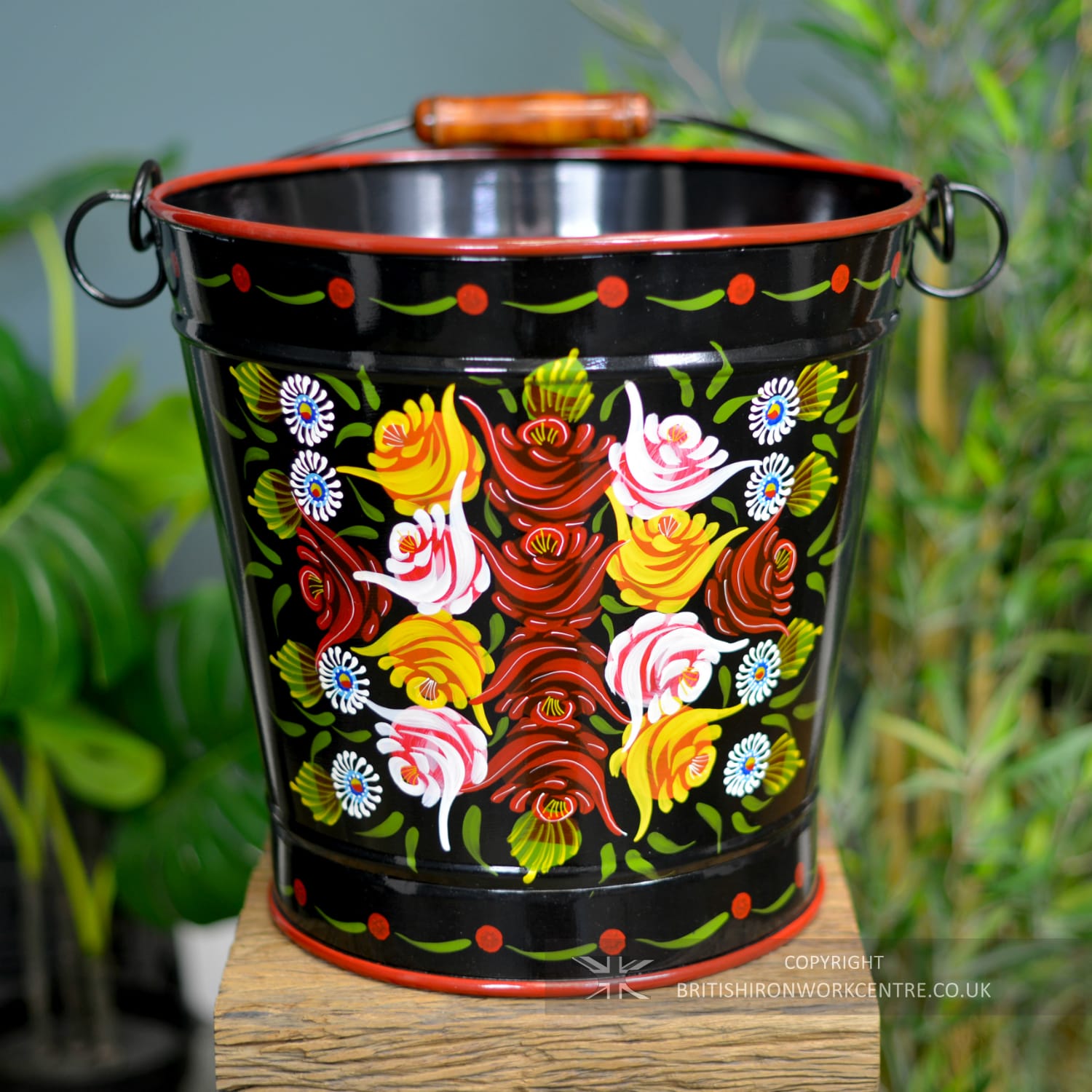 35cm Tall Black Narrowboat Log Bucket