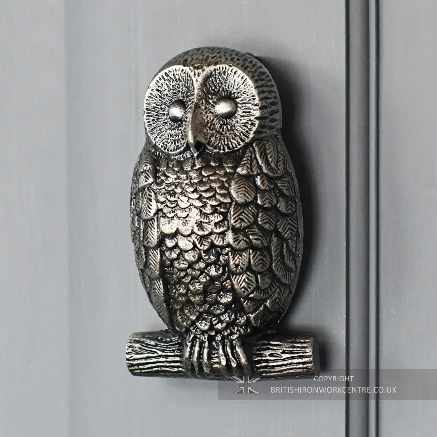 Owl Door Knocker Finished In Antique Pewter