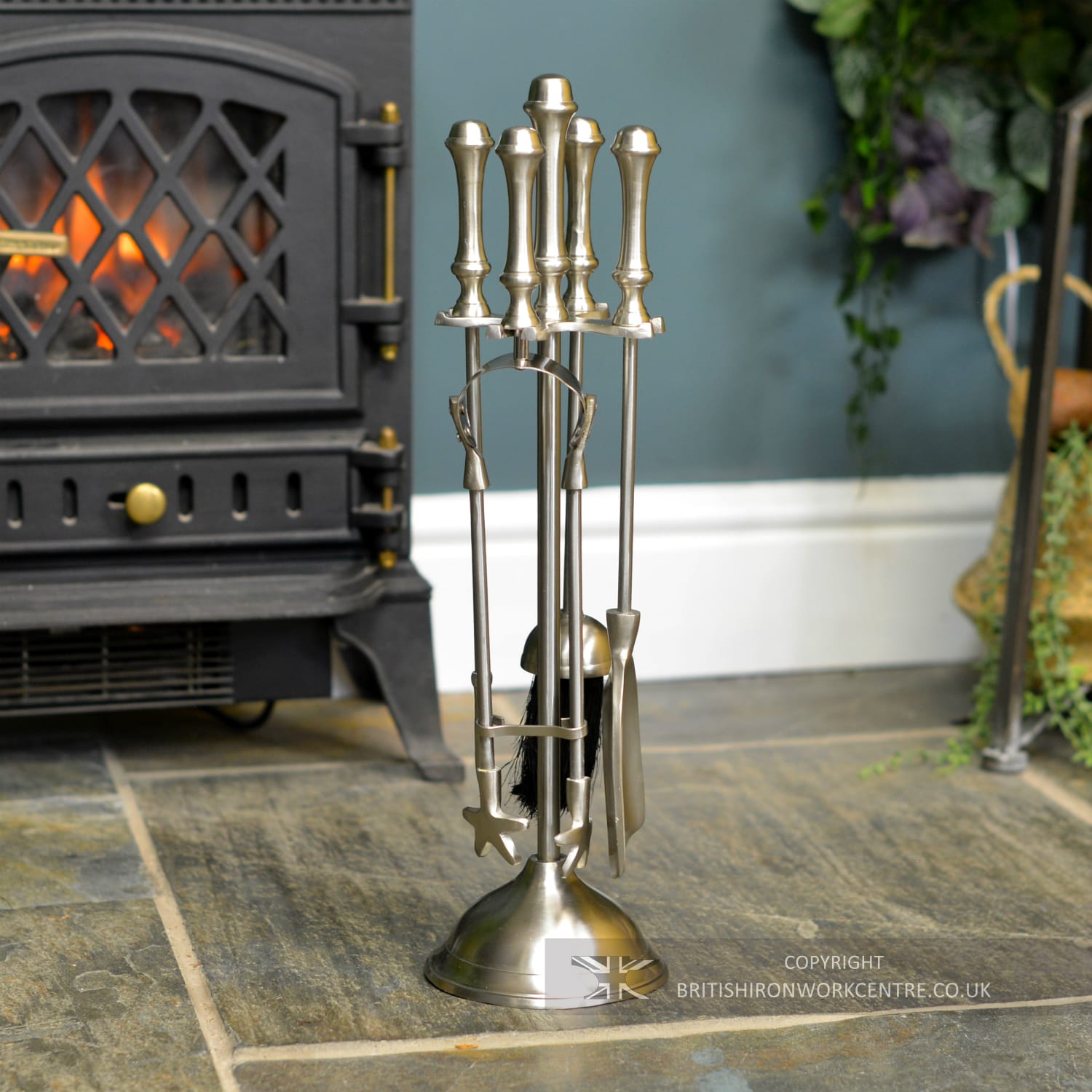 Pewter Finish Traditional Fireside Companion Set