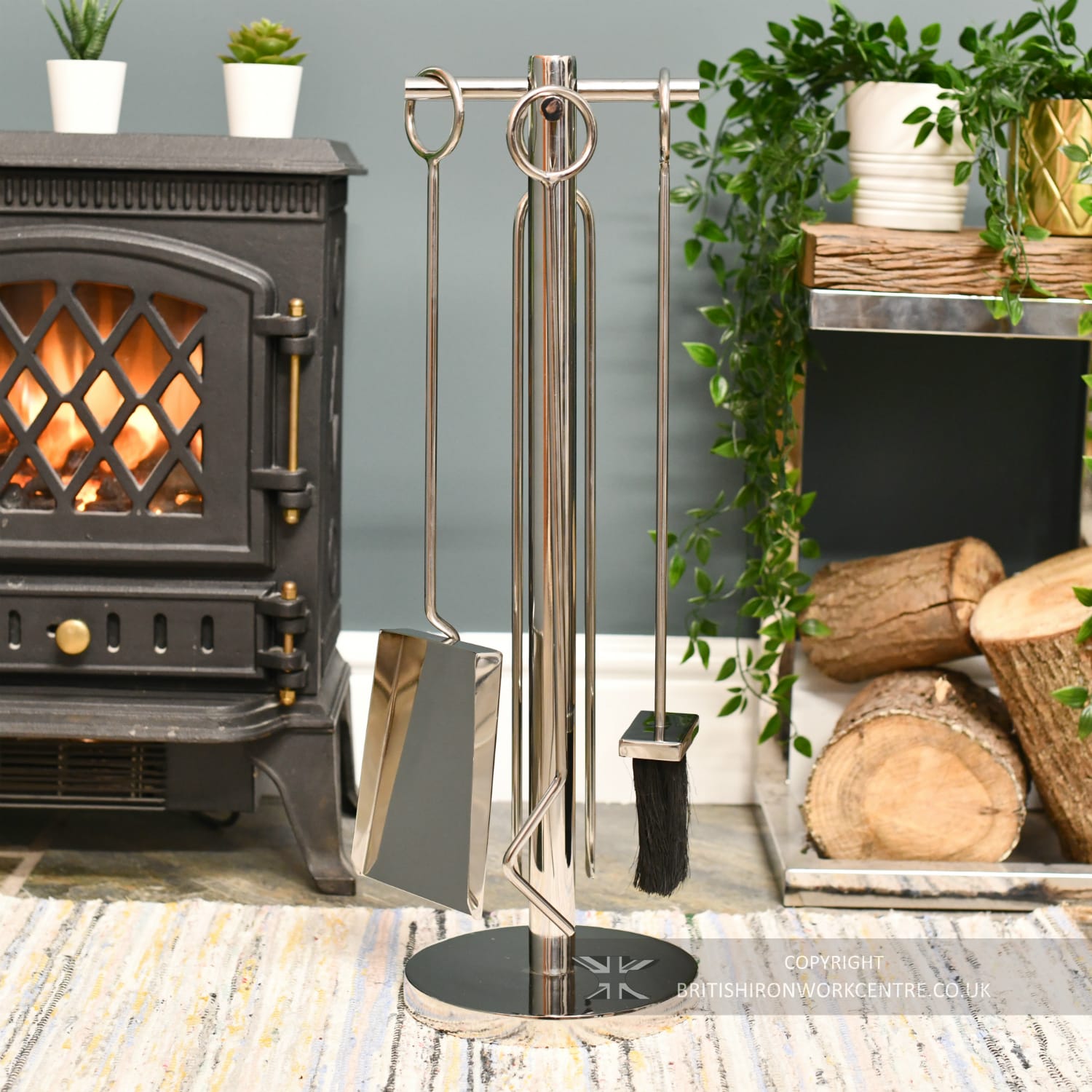 Polished Chrome Circular Fireside Companion Set