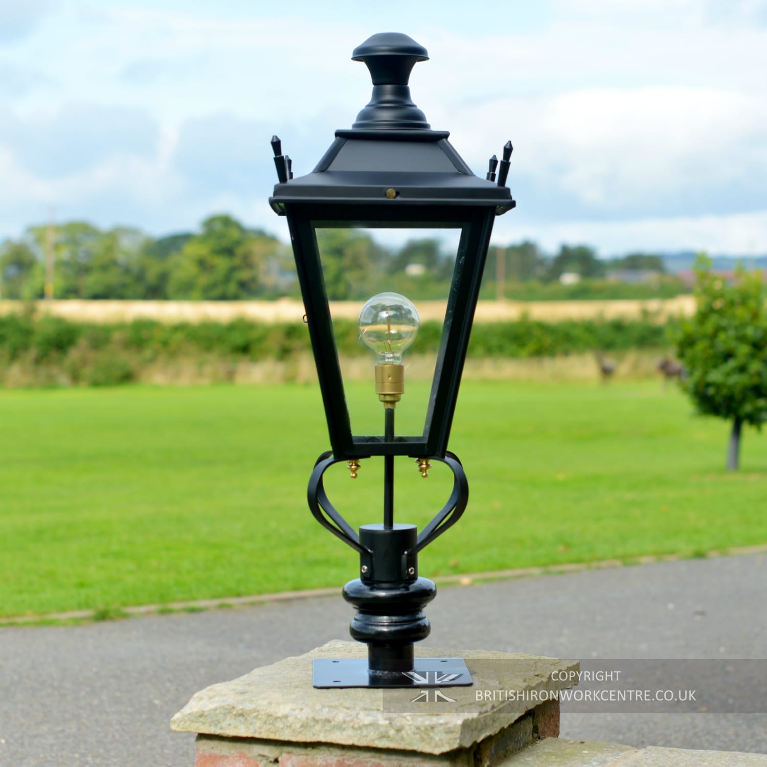 Traditional Black Dorchester Pillar Lantern Set - 81cm
