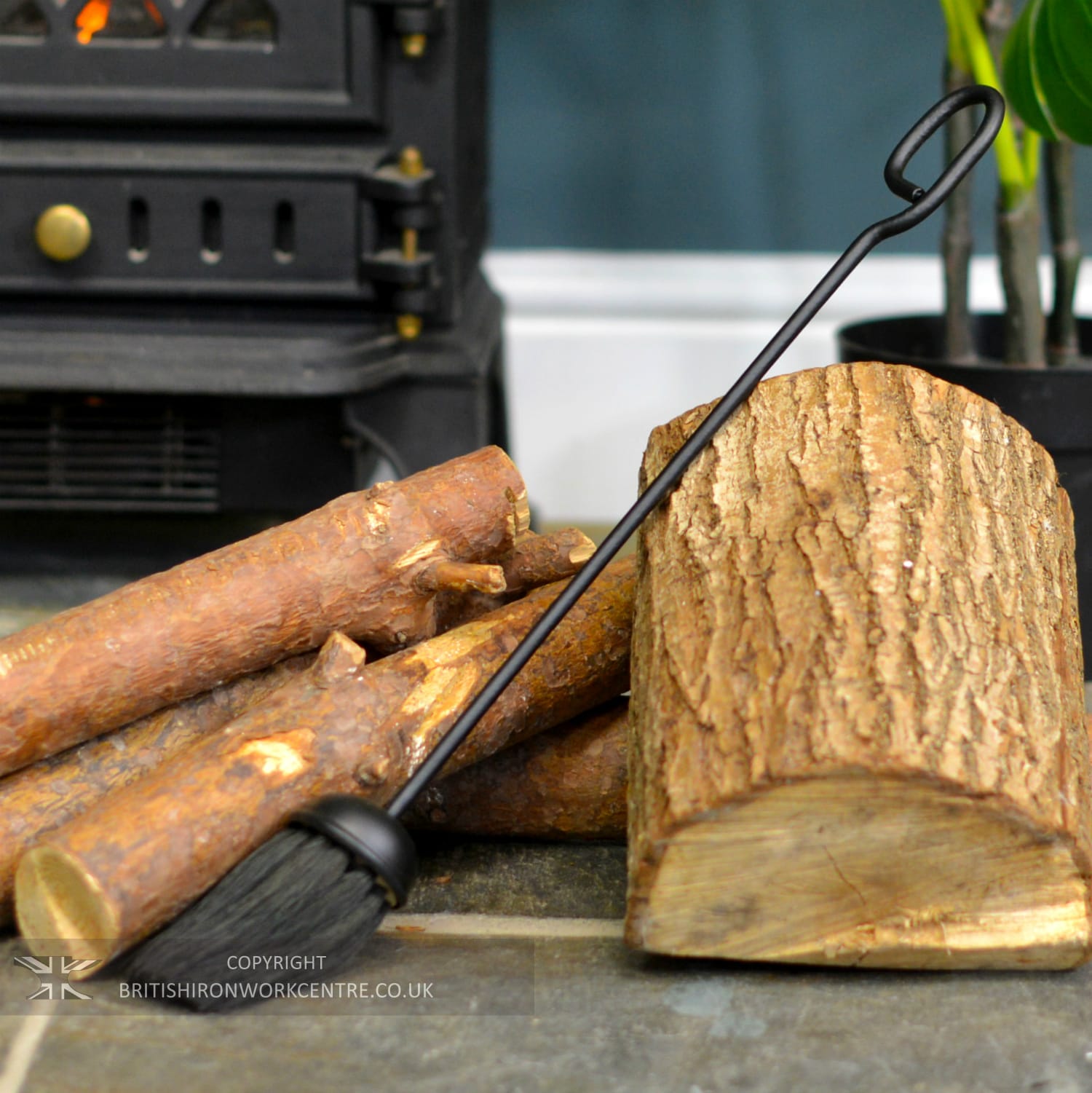 Black Victorian Style Fireside Brush