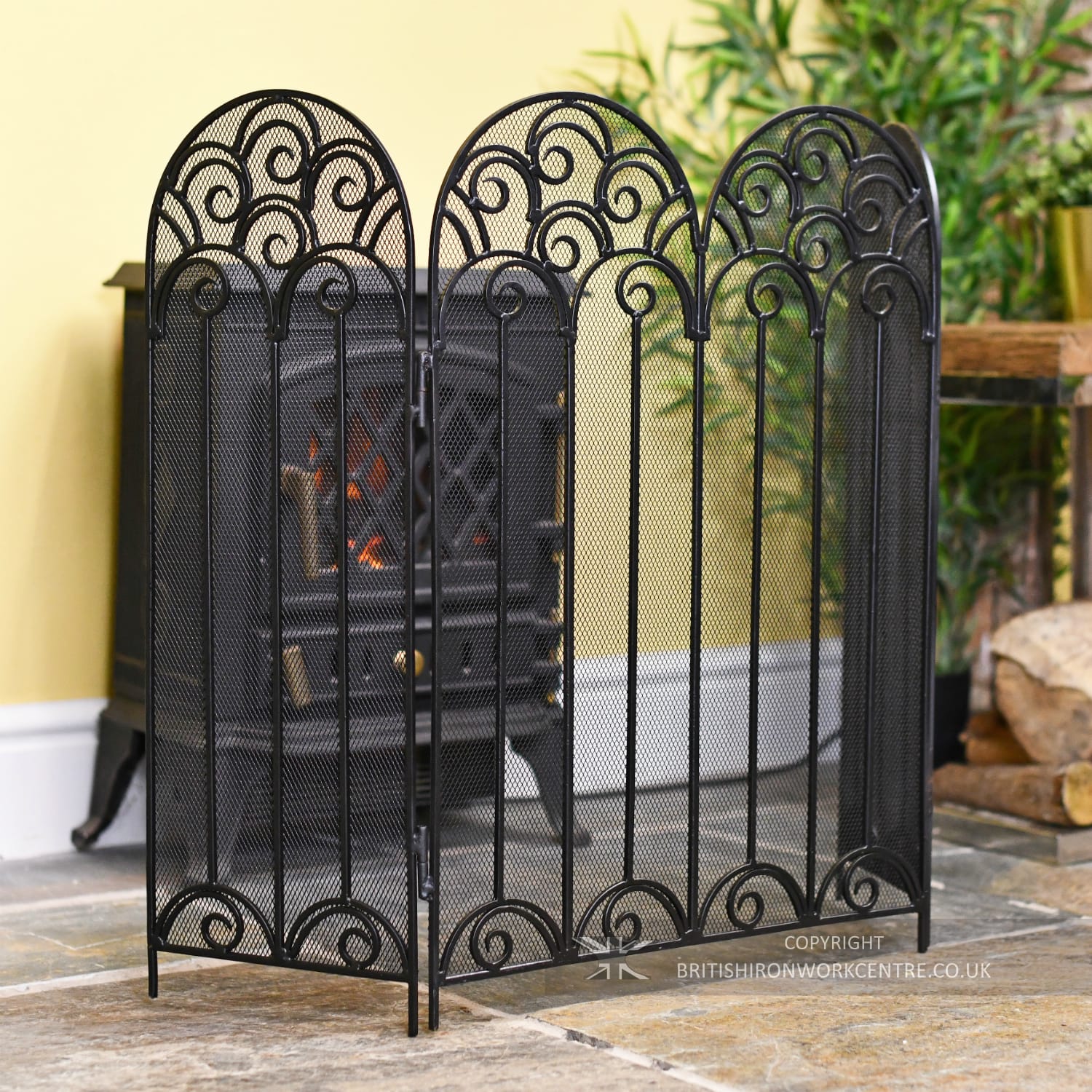 Black "Victoriana" Ornate Scroll Black Fire Guard