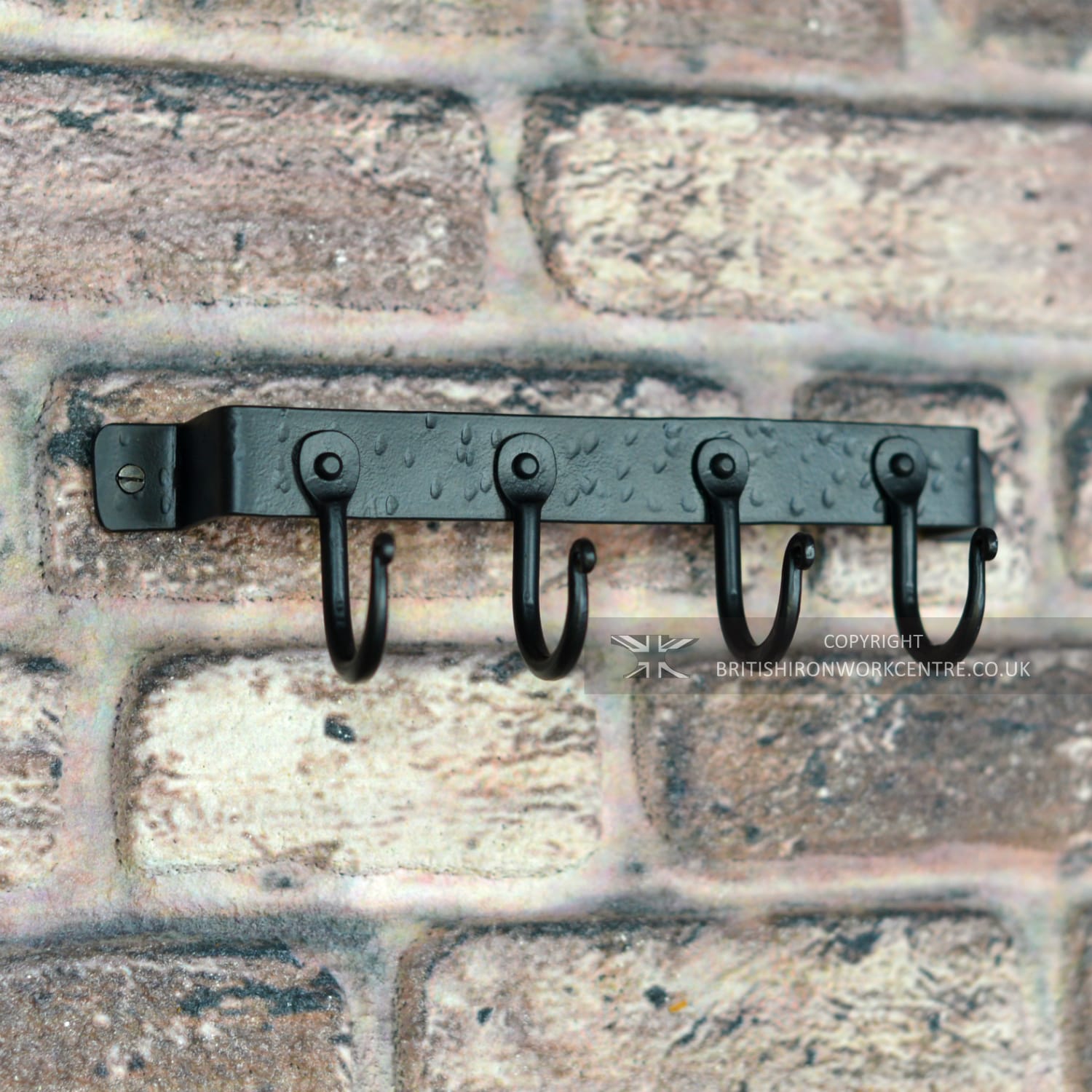 4 Hook Black Wall Mounted Fireside Tool Rack