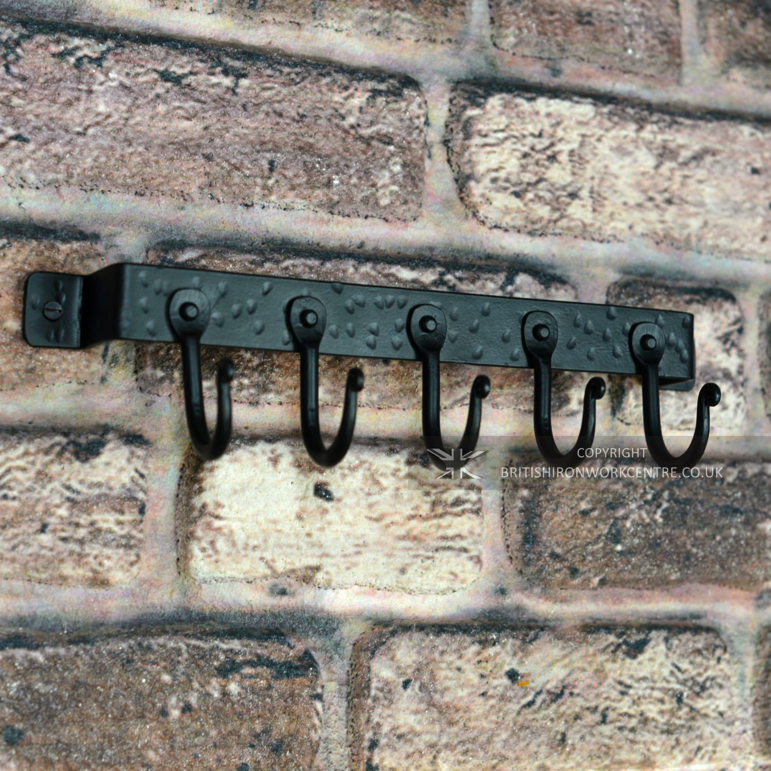 5 Hook Black Wall Mounted Fireside Tool Rack