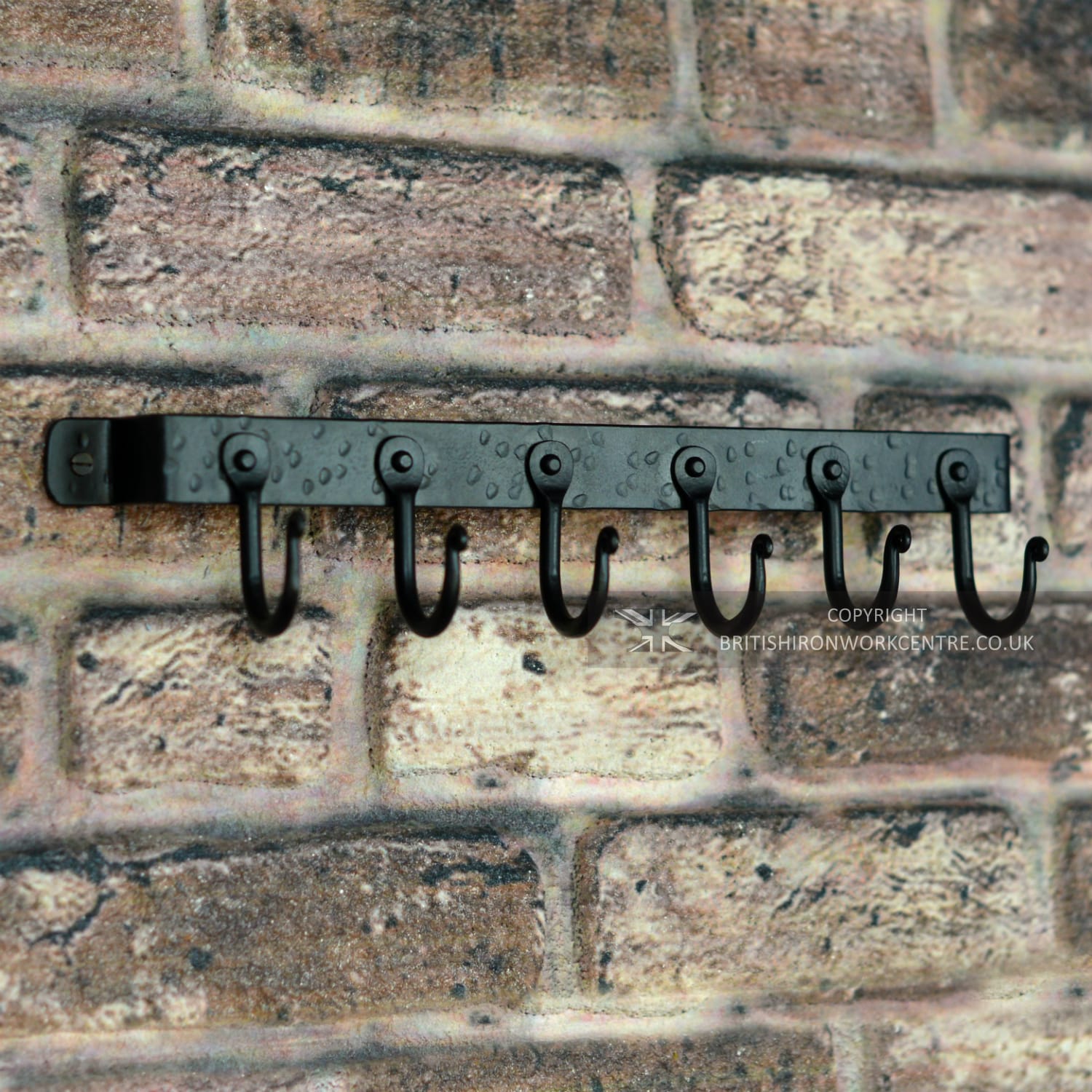 6 Hook Black Wall Mounted Fireside Tool Rack