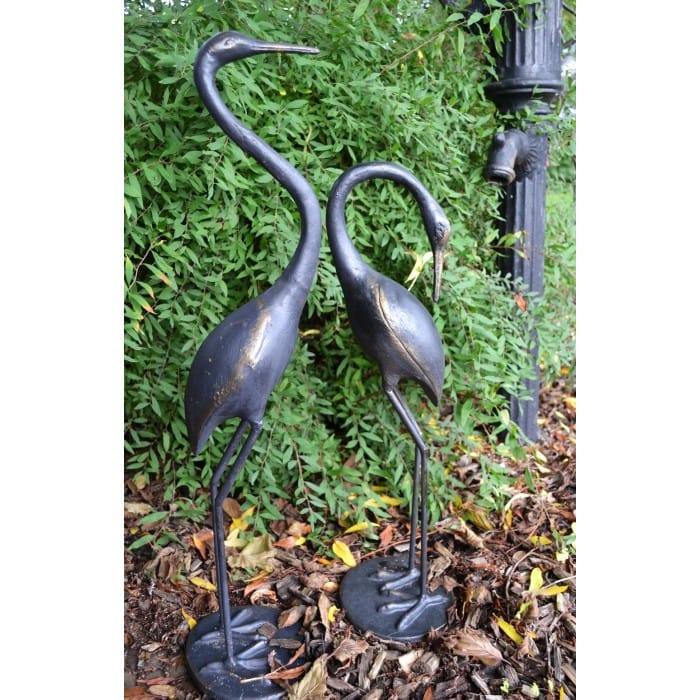 Cast Iron Crane Garden Sculpture
