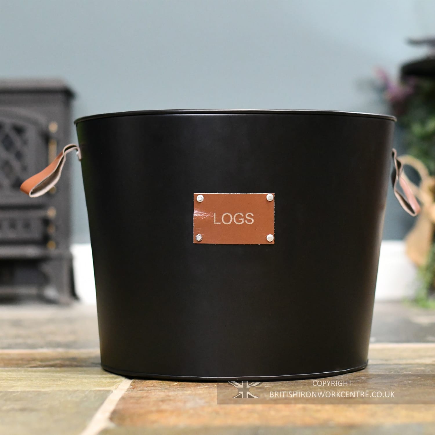 Large 'Logs' Black Modern Fireside Log Basket