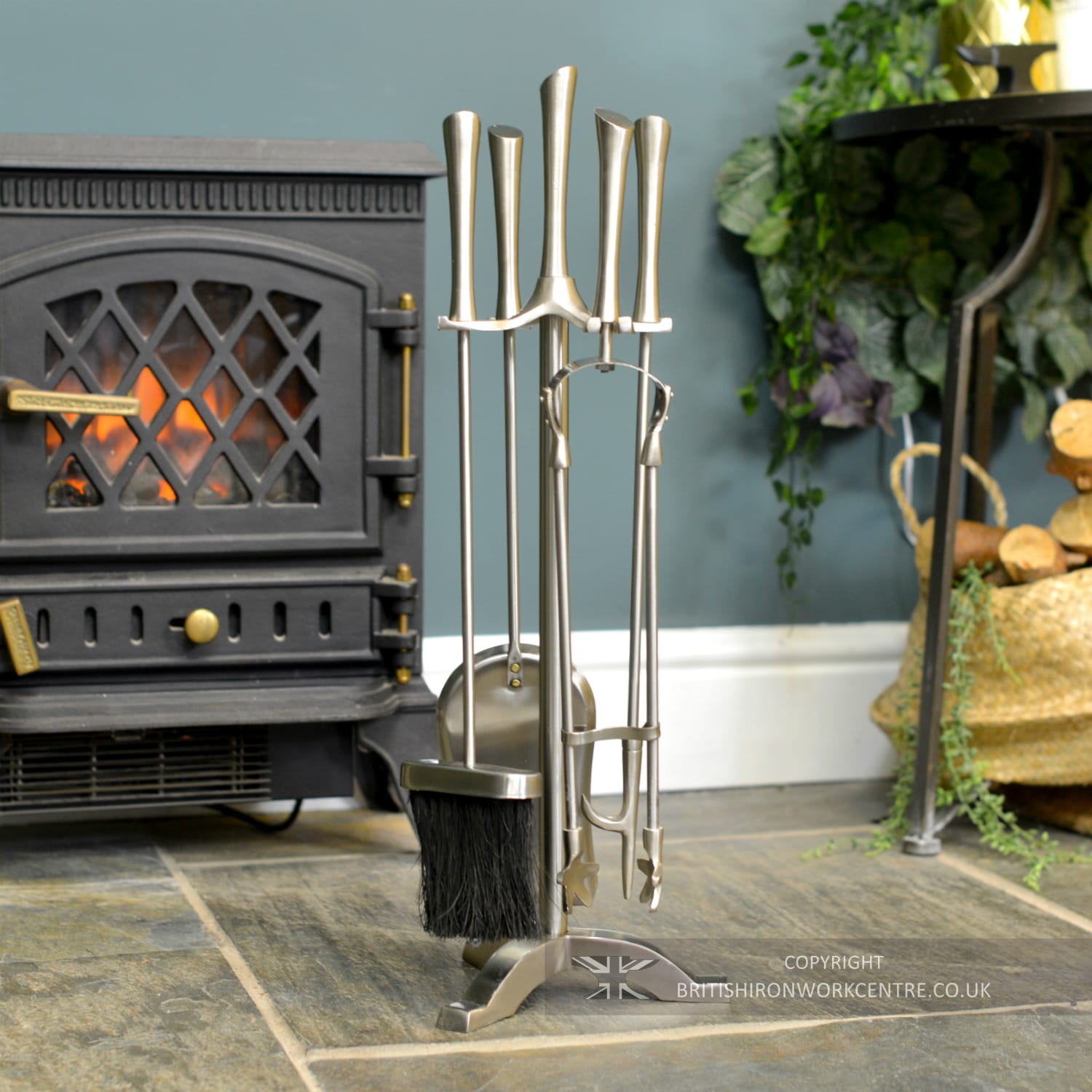 'The Datchworth' Modern Pewter Finish Companion Set