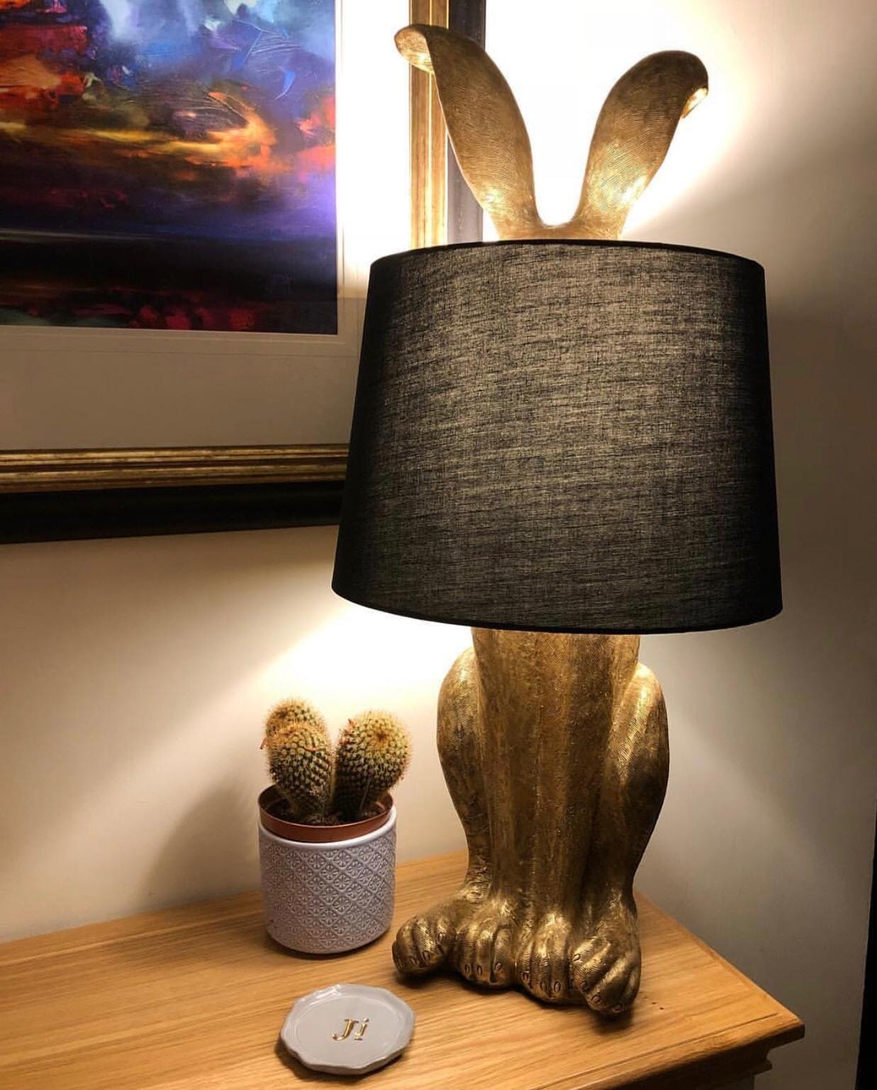 Antique Gold "Hiding Rabbit" Lamp