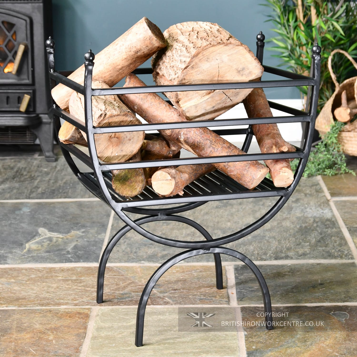 Regal Black Iron Curved Log Holder
