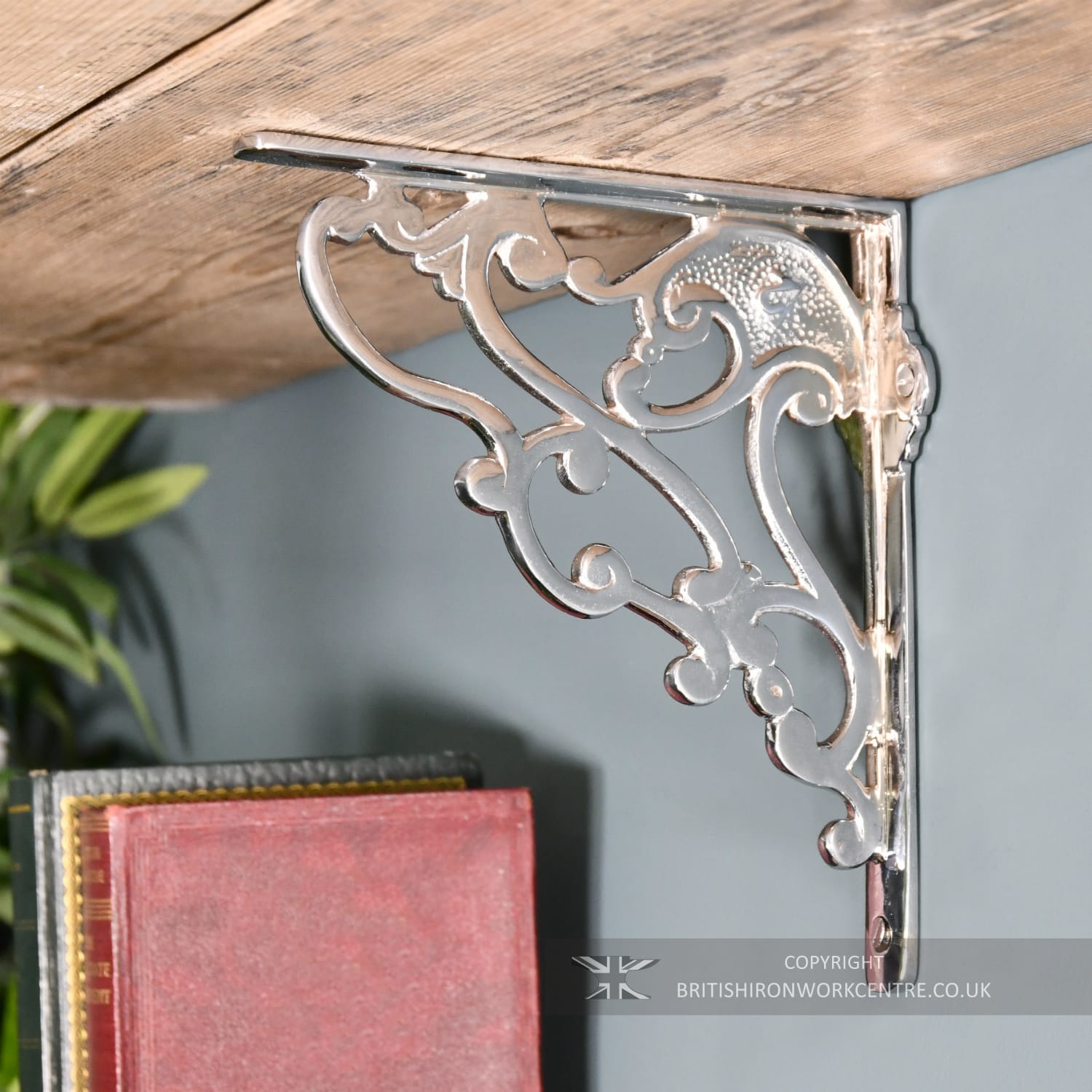 Floral Art Nouveau Polished Aluminium Bracket - 21 x 19cm