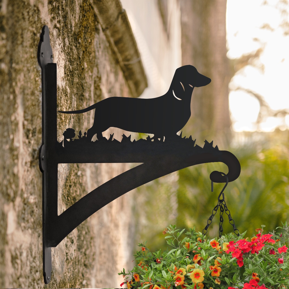 Steel Dachshund Dog Hanging Basket Bracket