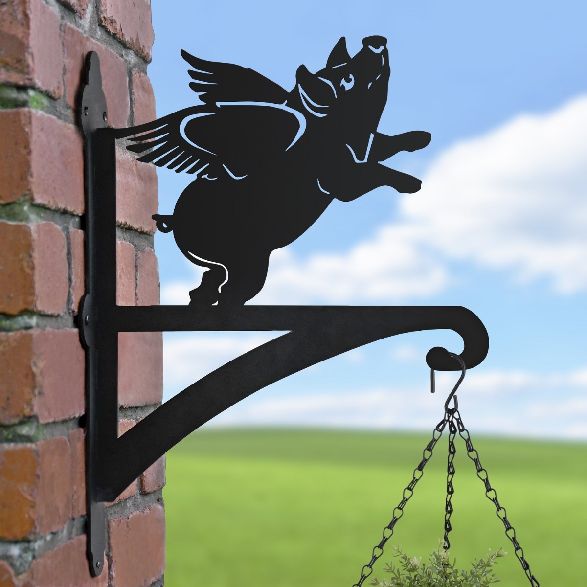 Steel Flying Pig Hanging Basket Bracket