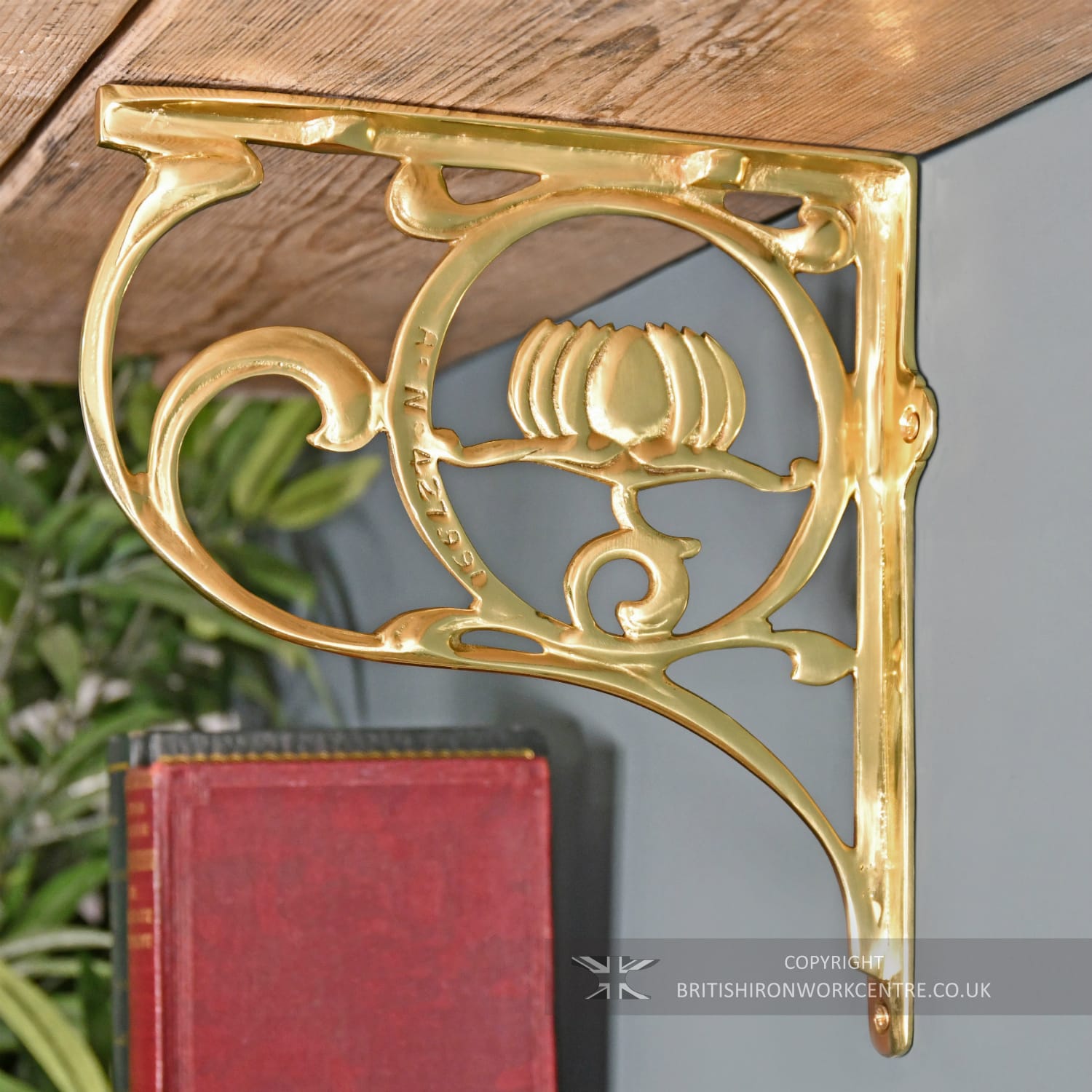 Brass Lotus Blossom Shelf Bracket - 25 x 23cm