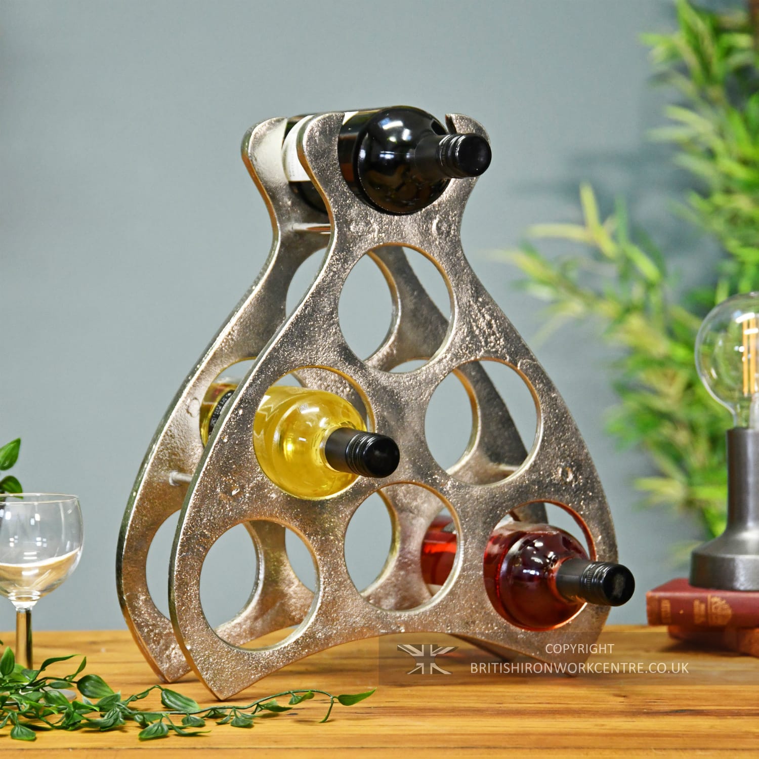 Antique Nickel 'Wine Lodge' Wine Rack