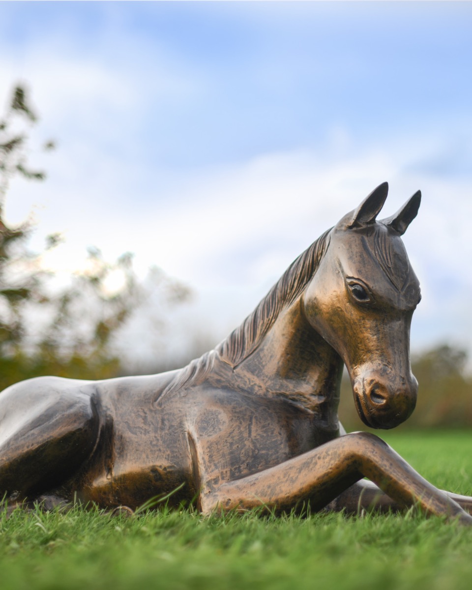 "Autumn" Resting Foal Garden Sculpture