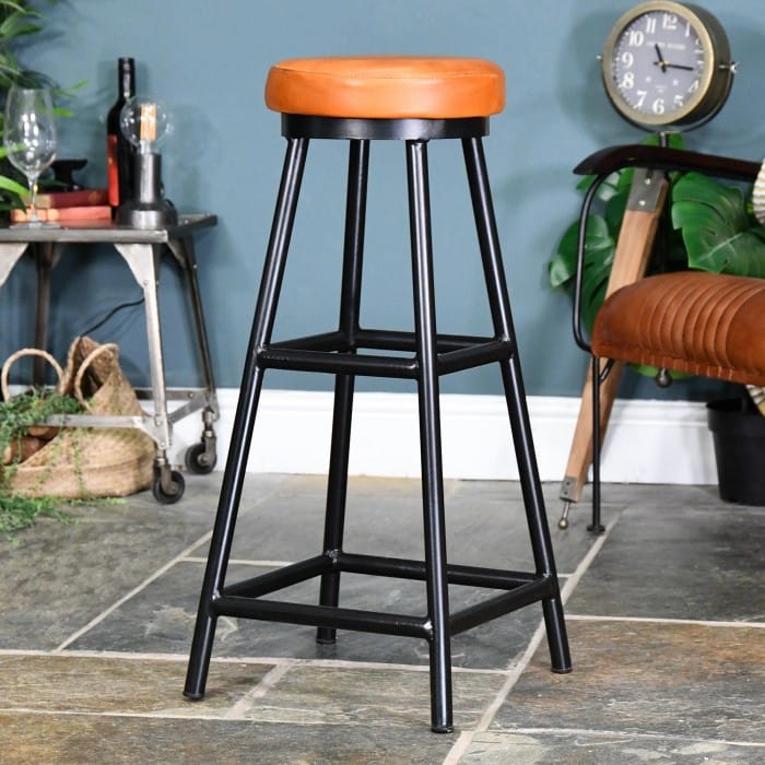 Arden Leather & Iron Bar Stool