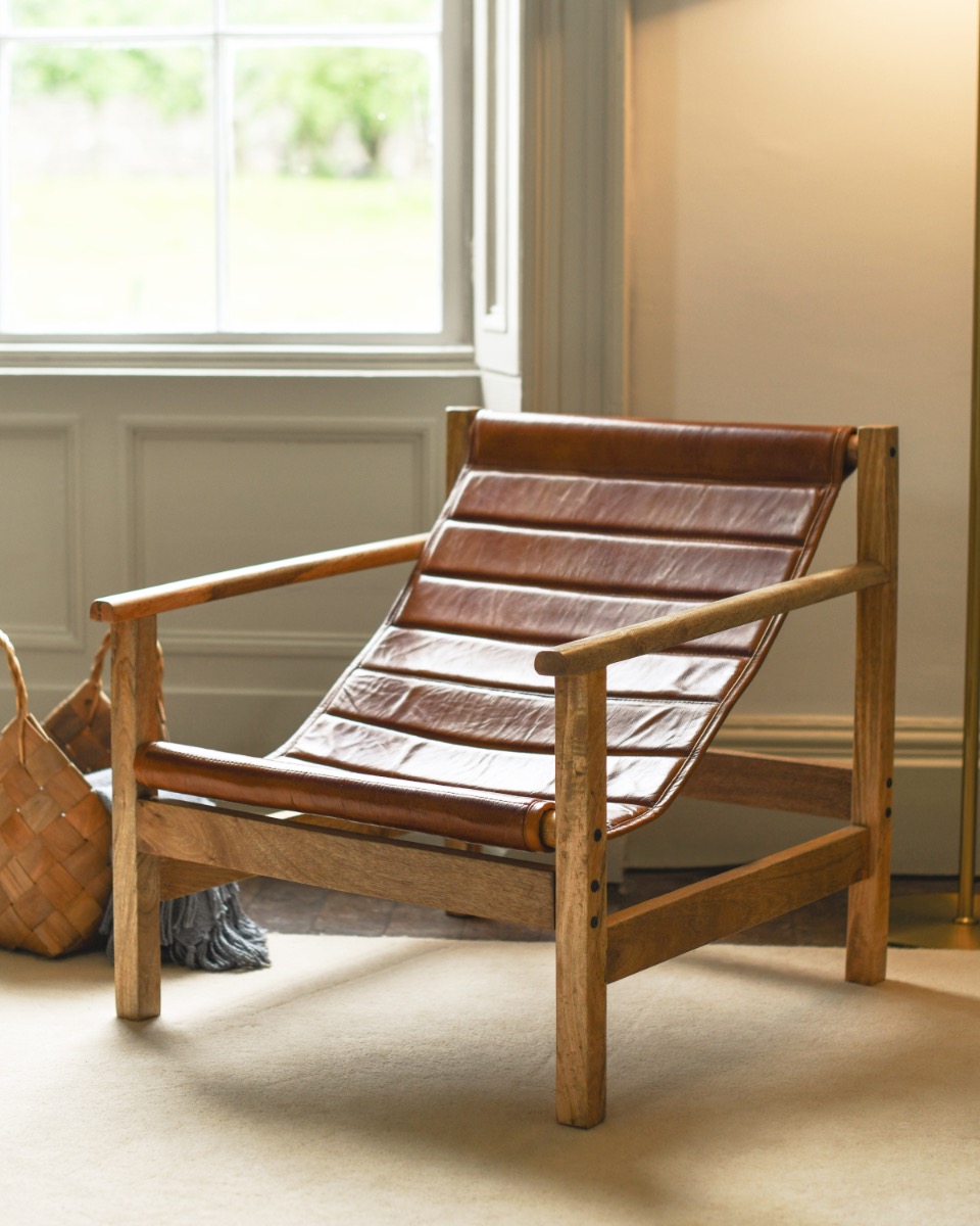 'The Sammy' Leather Sling Armchair