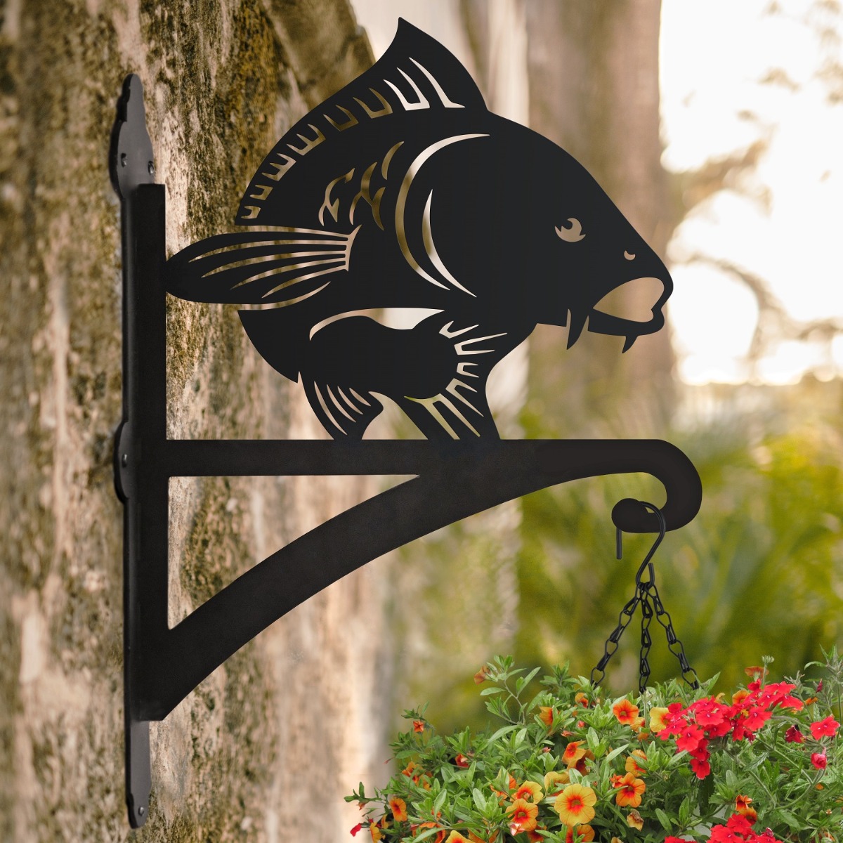 Koi Fish Iron Hanging Basket Bracket