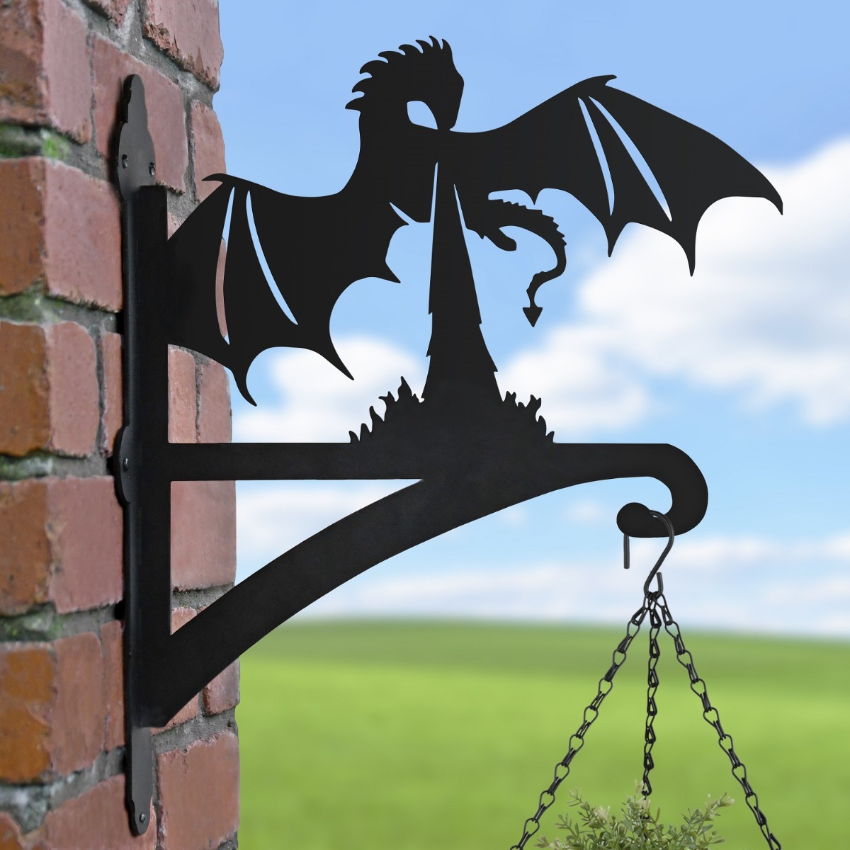 Dragon Breathing Fire Iron Hanging Basket Bracket