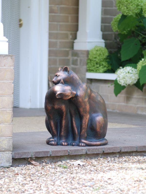 Aged Bronze Cats Sculpture