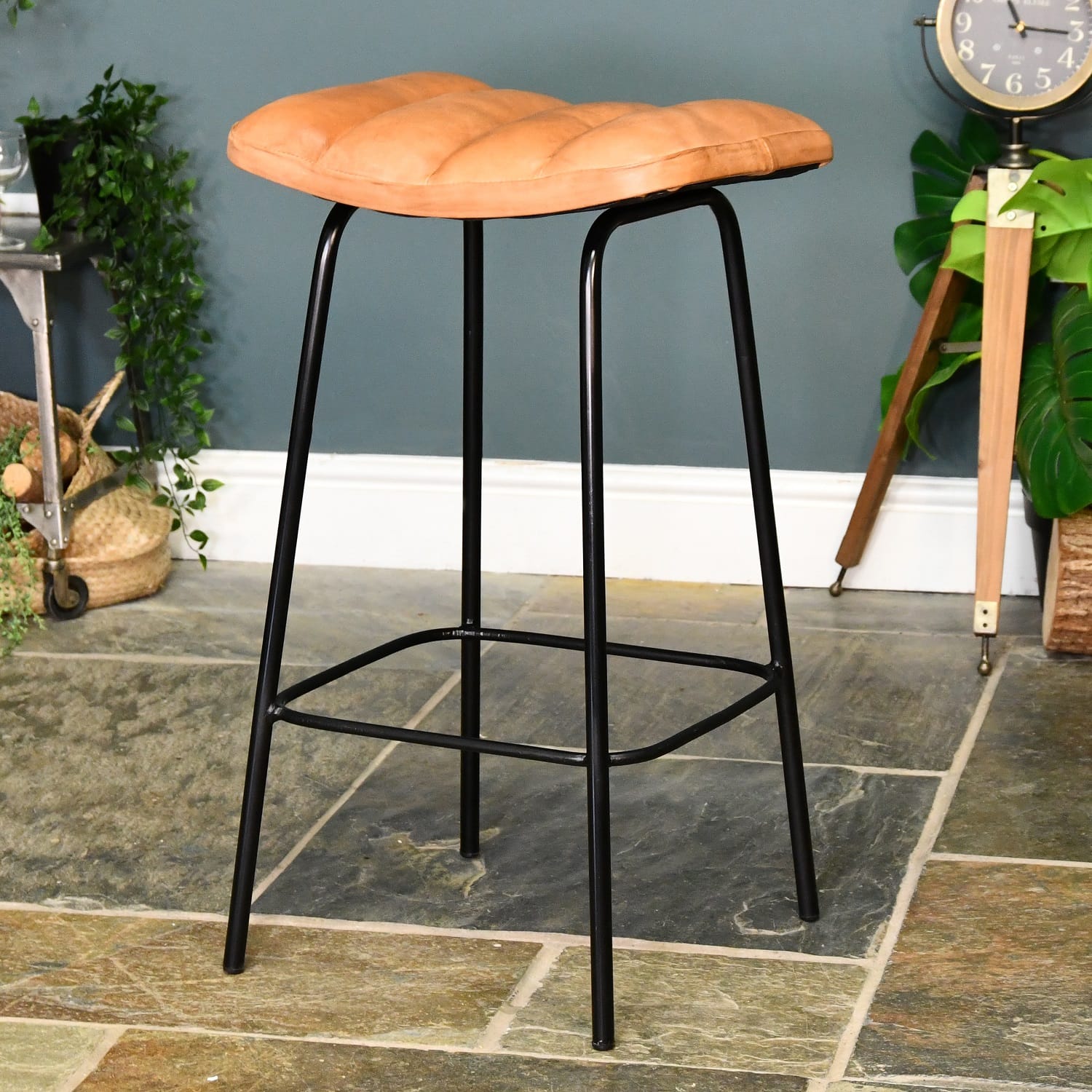 Hilbur Gun Metal Bar Stool