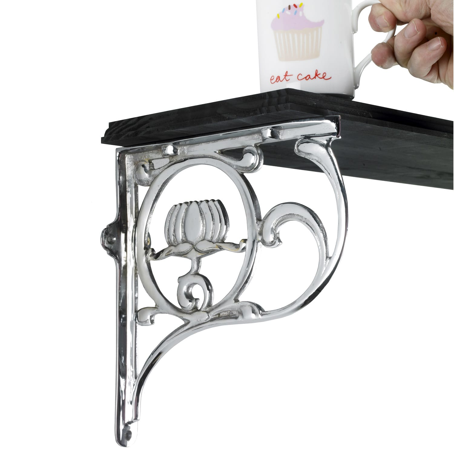 'Lotus Flower' Bright Chrome Wall Bracket - 25 x 23cm