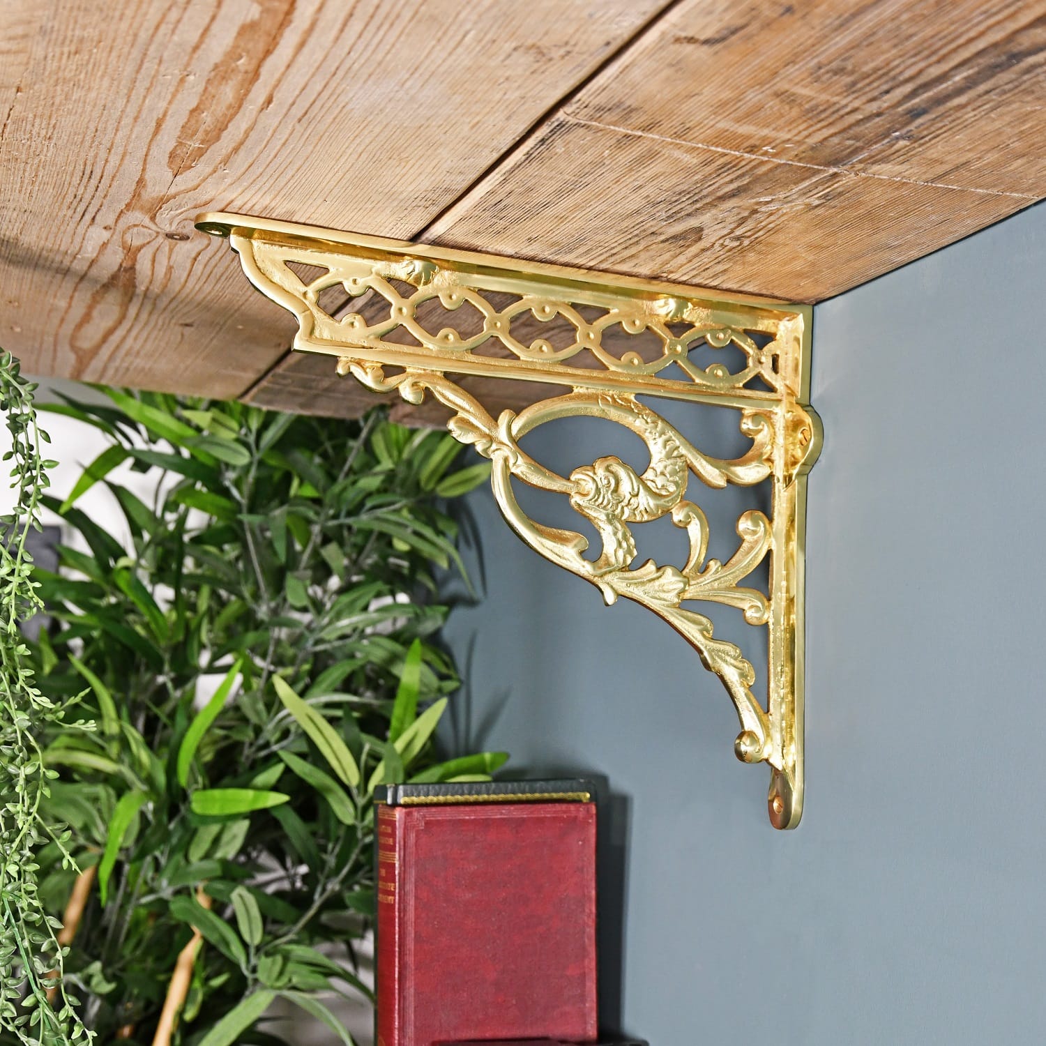 Brass Serpent Design Shelf Bracket 29 x 33cm