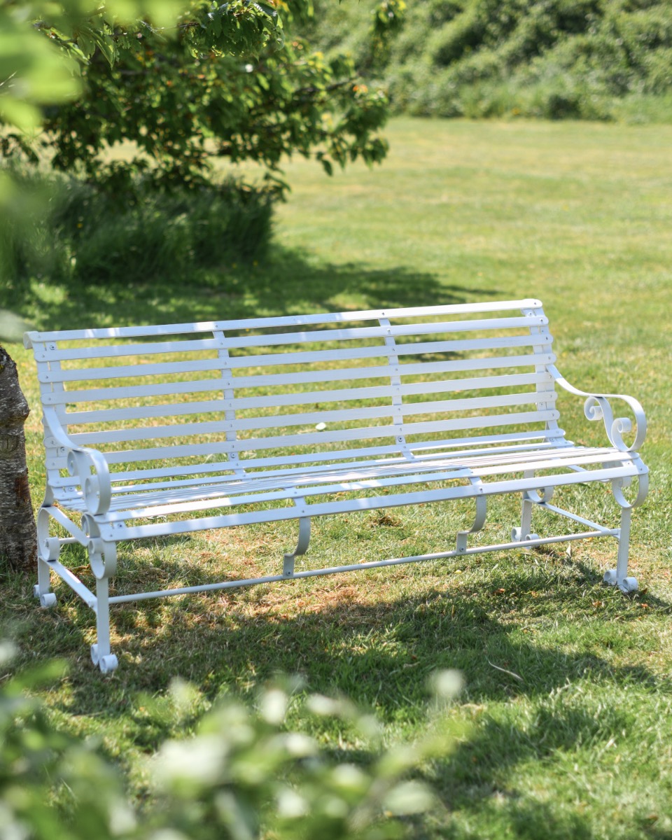 “Chatham" Three Seater Metal Garden Bench - Cream