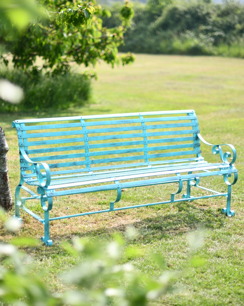 “Chatham" Three Seater Metal Garden Bench - Green