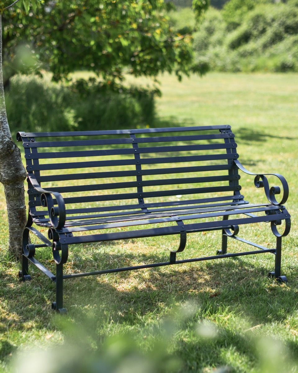 'Chatham' Two Seater Metal Garden Bench - Black