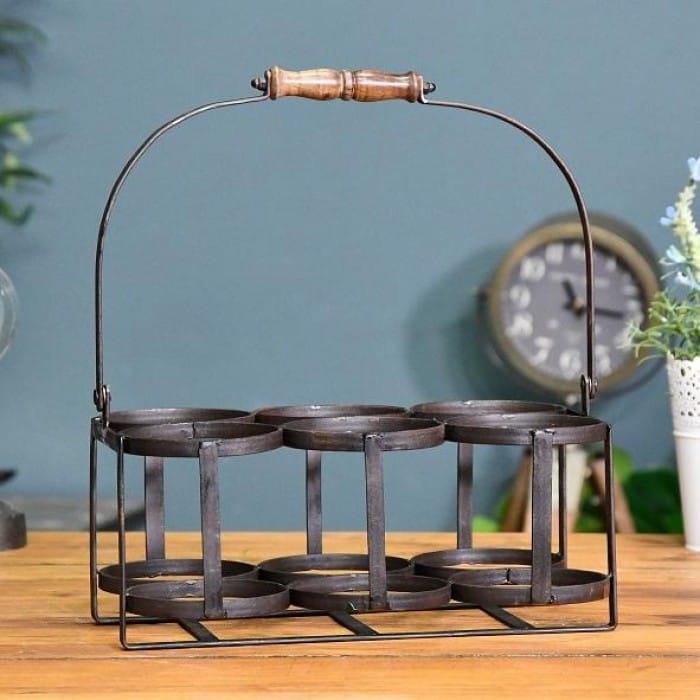 ‘Avignon’ Wine Carrier or Wine Holder - Natural Steel