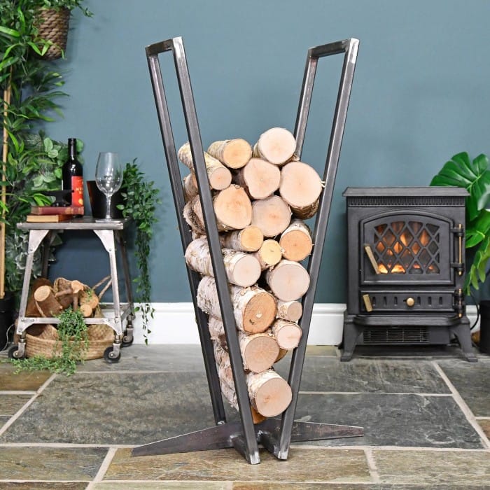 V-Shaped Iron Log Holder