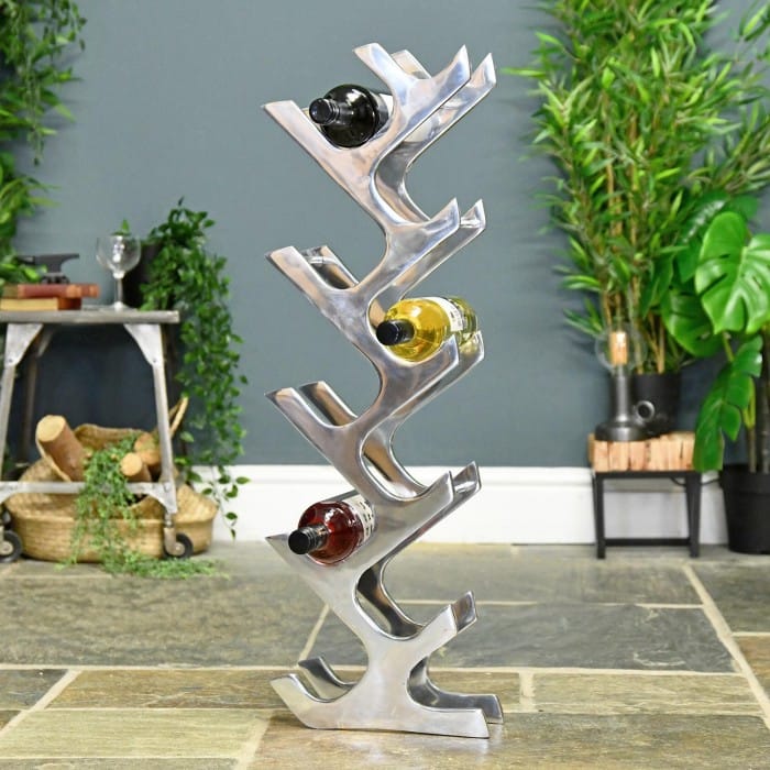 Polished Nickel 'Art Deco' 11 Bottle Wine Holder