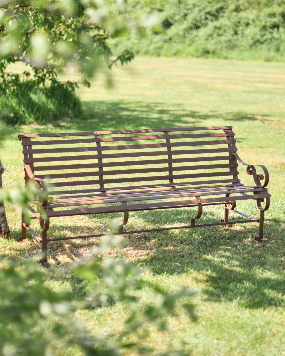 “Chatham" Three Seater Metal Garden Bench - Rustic
