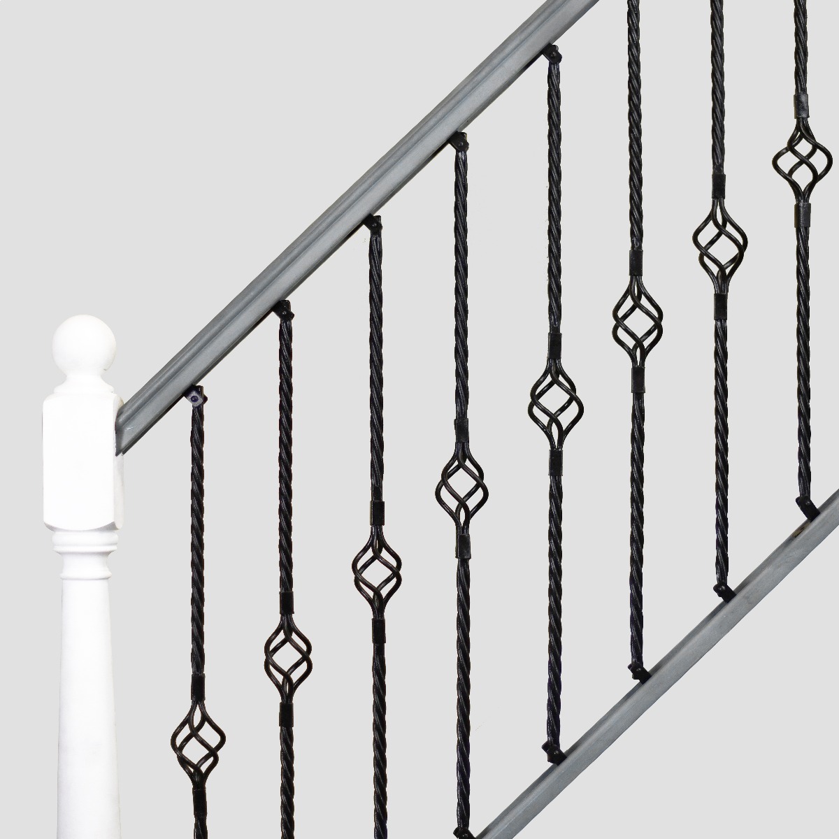 "Grosvenor" Single Basket Rope Twist Stair Spindle with Brackets