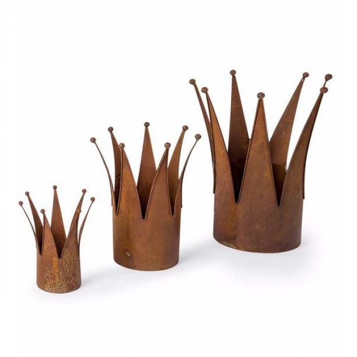 Set of Three Rustic Crown Planters