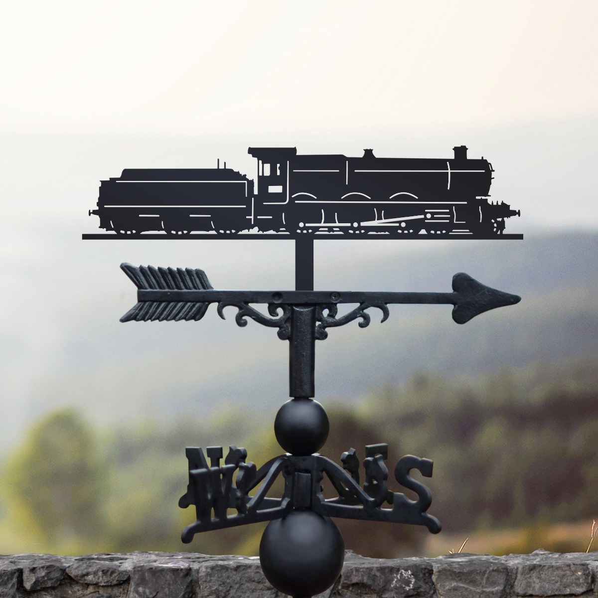 Cast Iron & Steel English Hall Class Steam Train Weathervane