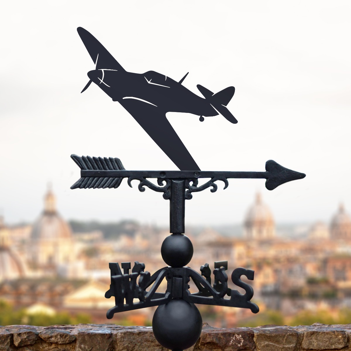 Cast Iron & Steel Hurricane Aircraft Weathervane
